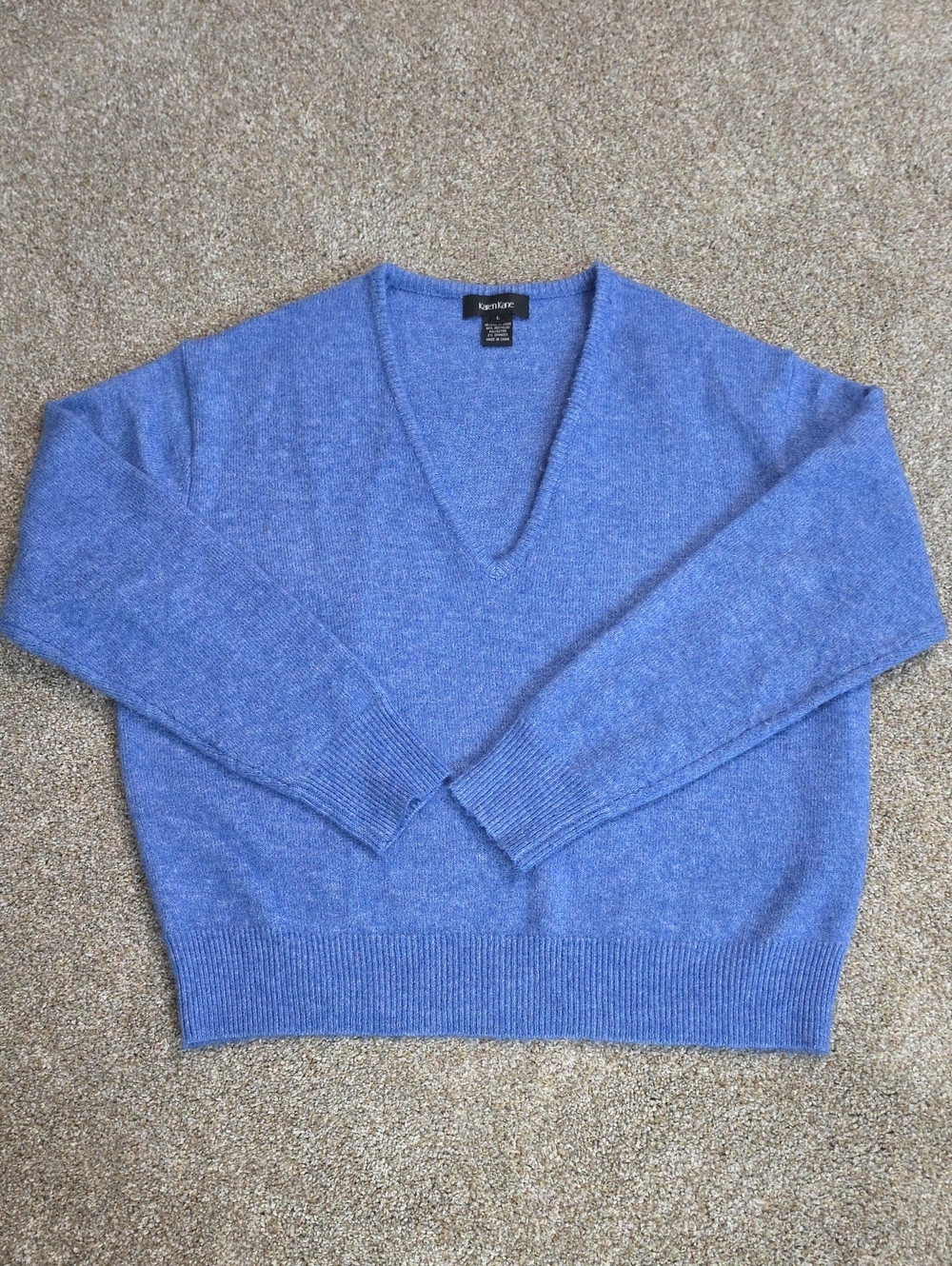 Karen Kane Heathered Periwinkle V-Neck Sweater SUPER slSOFT